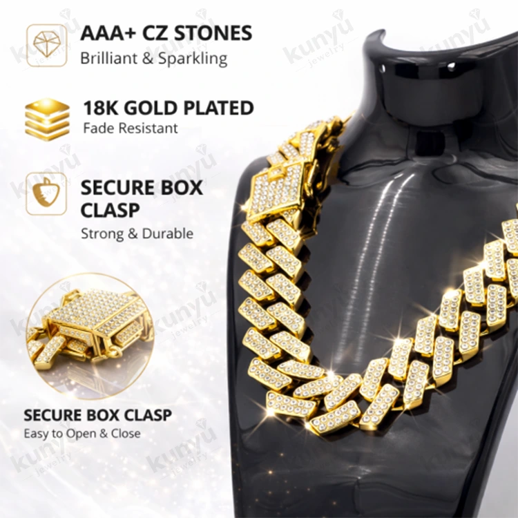 Кубинская звеньевая цепь Iced Out Кубинская звеньевая цепь Iced Out
